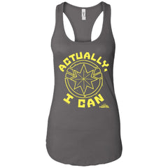 Captain Marvel Actually I Can Yellow Logo Women Tank Top Women Tank Top - parenttees