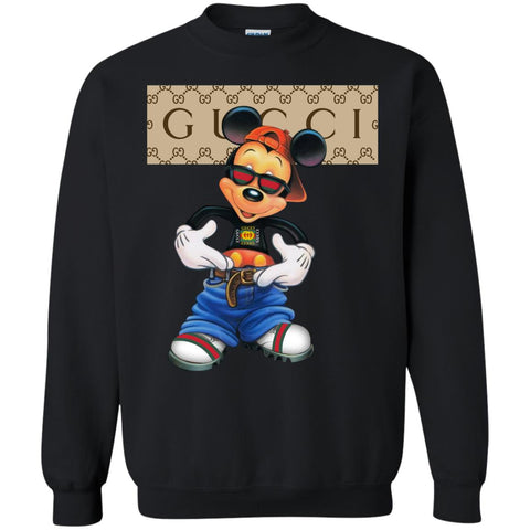 Gucci Logo Shirt Mickey Mouse T-shirt Crewneck Pullover Sweatshirt Black / S Crewneck Pullover Sweatshirt - parenttees