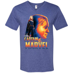 Captain Marvel Bold Sunset Portrait Men V-Neck T-Shirt Men V-Neck T-Shirt - parenttees