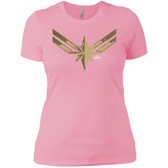 Captain Marvel Simple Gold Shadowed Logo Women Cotton T-Shirt Women Cotton T-Shirt - parenttees