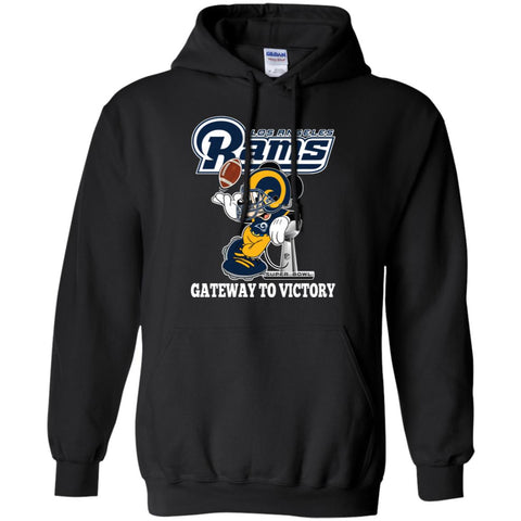 Los Angeles Rams Gateway To Victory Super Bowl 2019 Mickey Mouse Football Nfl Pullover Hoodie Sweatshirt Black / S Pullover Hoodie Sweatshirt - parenttees