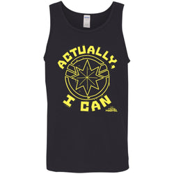 Captain Marvel Actually I Can Yellow Logo Men Cotton Tank