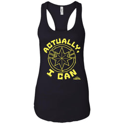 Captain Marvel Actually I Can Yellow Logo Women Tank Top