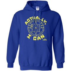 Captain Marvel Actually I Can Yellow Logo Pullover Hoodie Sweatshirt Pullover Hoodie Sweatshirt - parenttees