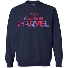 Captain Marvel Bold Tie Dye Movie Logo Crewneck Pullover Sweatshirt Crewneck Pullover Sweatshirt - parenttees