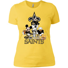 Nfl – New Orleans Saints Donald Duck Goofy Mickey Mouse Super Bowl 2019 Football Women Cotton T-Shirt Women Cotton T-Shirt - parenttees