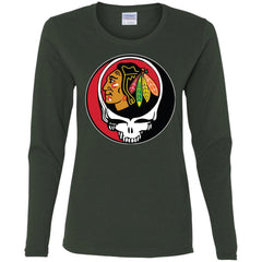 Chicago Blackhawks Grateful Dead Steal Your Face Hockey Nhl Shirts Women Long Sleeve Shirt Women Long Sleeve Shirt - parenttees