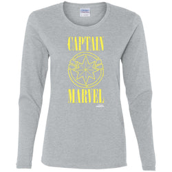 Captain Marvel Yellow Paint Drip Logo Women Long Sleeve Shirt