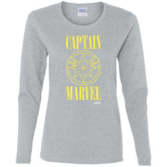 Captain Marvel Yellow Paint Drip Logo Women Long Sleeve Shirt Women Long Sleeve Shirt - parenttees