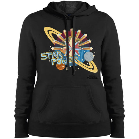 Captain Marvel Star Power Retro Style Women Hooded Sweatshirt Black / X-Small Women Hooded Sweatshirt - parenttees