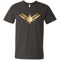 Captain Marvel Gleaming Chest Logo Men V-Neck T-Shirt Men V-Neck T-Shirt - parenttees