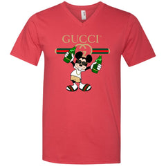 Gucci Mickey Mouse Drink Beer T-shirt Men V-Neck T-Shirt Men V-Neck T-Shirt - parenttees