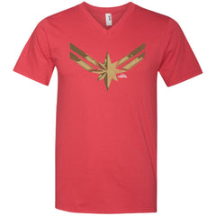 Captain Marvel Simple Gold Shadowed Logo Men V-Neck T-Shirt Men V-Neck T-Shirt - parenttees