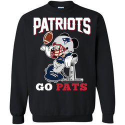 Go Pats - New England Patriots Super Bowl 2019 Mickey Mouse Football Nfl Crewneck Pullover Sweatshirt