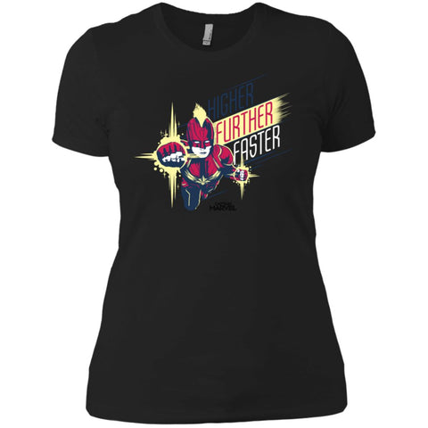 Captain Marvel Higher Further Faster Drawn Women Cotton T-Shirt Black / X-Small Women Cotton T-Shirt - parenttees