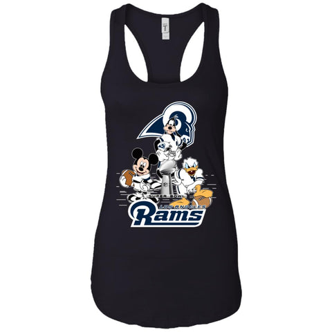 Nfl – Los Angeles Rams Donald Duck Goofy Mickey Mouse Super Bowl 2019 Football Women Tank Top Black / X-Small Women Tank Top - parenttees