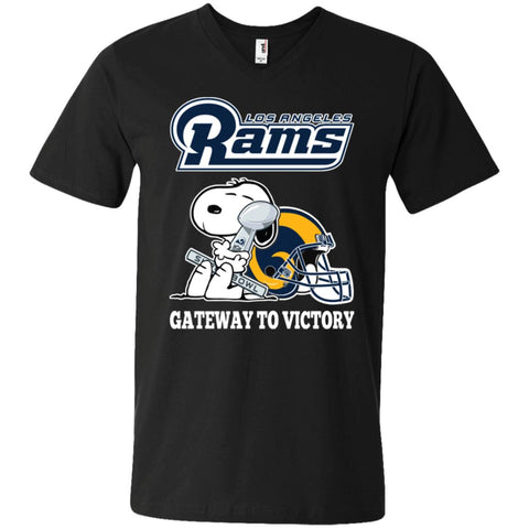 Los Angeles Rams Gateway To Victory Super Bowl 2019 Snoopy Football Nfl Men V-Neck T-Shirt Black / S Men V-Neck T-Shirt - parenttees