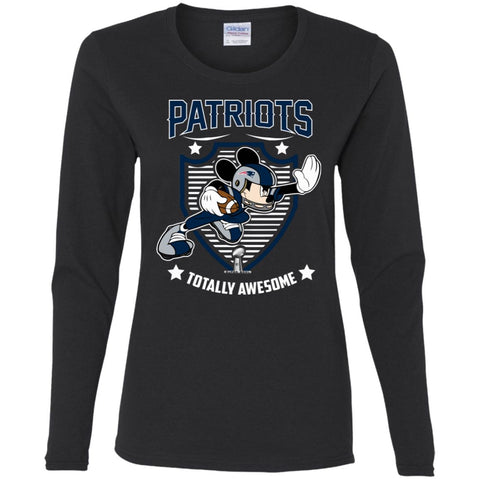 Nfl – New England Patriots Totally Awesome Mickey Mouse Super Bowl 2019 Football Women Long Sleeve Shirt Black / S Women Long Sleeve Shirt - parenttees