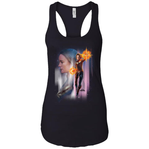 Captain Marvel Flying Space Portrait Women Tank Top Black / X-Small Women Tank Top - parenttees