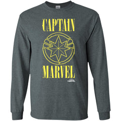 Captain Marvel Yellow Paint Drip Logo Men Long Sleeve Shirt Men Long Sleeve Shirt - parenttees