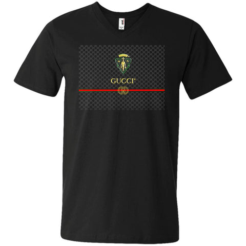 Gucci Graphic Logo Black T-shirt Men V-Neck T-Shirt Black / S Men V-Neck T-Shirt - parenttees