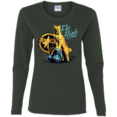 Captain Marvel Symbol Goose Fly High Women Long Sleeve Shirt Women Long Sleeve Shirt - parenttees