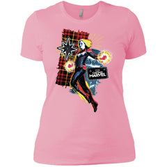 Captain Marvel Plaid Jean Patched Portrait Women Cotton T-Shirt Women Cotton T-Shirt - parenttees