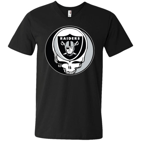 Oakland Raiders Grateful Dead Steal Your Face Football Nfl Shirts Men V-Neck T-Shirt Black / S Men V-Neck T-Shirt - parenttees