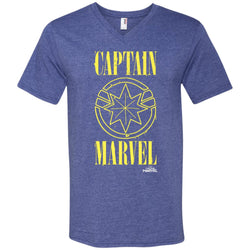 Captain Marvel Yellow Paint Drip Logo Men V-Neck T-Shirt