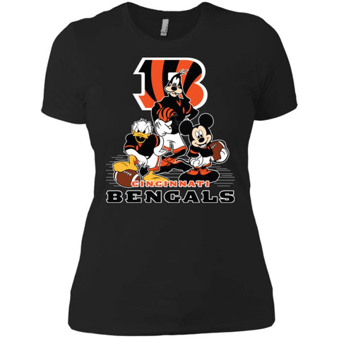 Mickey Mouse Cincinnati Bengals American Football Nfl Sports Shirt Women Cotton T-Shirt Black / X-Small Women Cotton T-Shirt - parenttees