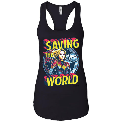 Captain Marvel Saving The World Portrait Women Tank Top Black / X-Small Women Tank Top - parenttees