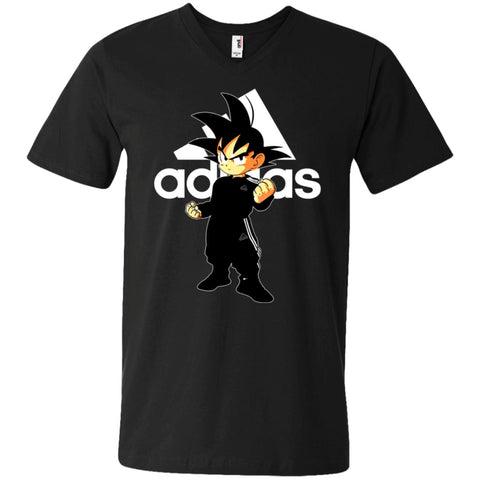 Goku Treding Adidas White T-shirt Men V-Neck T-Shirt Black / S Men V-Neck T-Shirt - parenttees