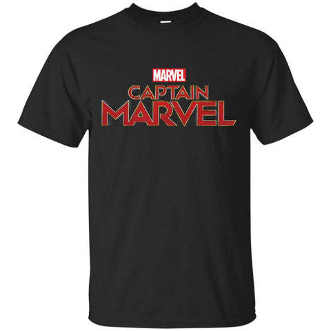 Marvel Captain Marvel Movie Logo Red Men Cotton T-Shirt Black / S Men Cotton T-Shirt - parenttees