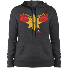 Captain Marvel Distressed Star Ribbon Logo Women Hooded Sweatshirt Women Hooded Sweatshirt - parenttees