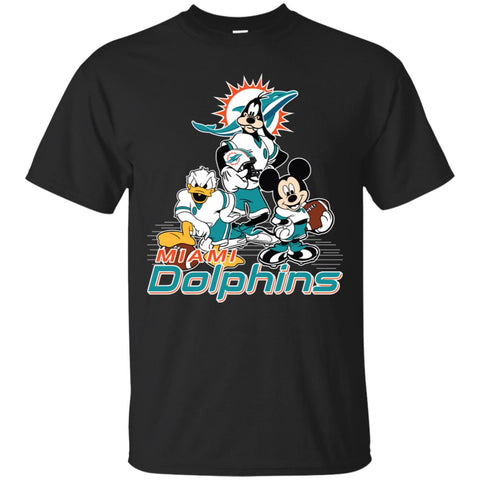 Mickey Mouse Miami Dolphins American Football Nfl Sports Shirt Men Cotton T-Shirt Black / S Men Cotton T-Shirt - parenttees