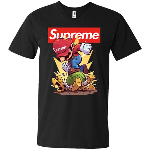 Supreme Mario Gaming T-shirt Men V-Neck T-Shirt Black / S Men V-Neck T-Shirt - parenttees