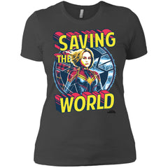 Captain Marvel Saving The World Portrait Women Cotton T-Shirt Women Cotton T-Shirt - parenttees