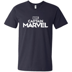 Marvel Captain Marvel Movie Logo White Men V-Neck T-Shirt Men V-Neck T-Shirt - parenttees