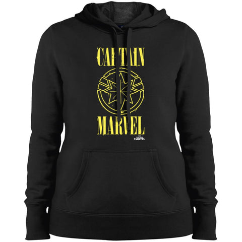 Captain Marvel Yellow Paint Drip Logo Women Hooded Sweatshirt Black / X-Small Women Hooded Sweatshirt - parenttees