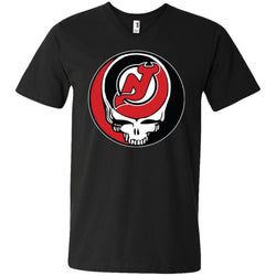 New Jersey Devils Grateful Dead Steal Your Face Hockey Nhl Shirts Men V-Neck T-Shirt