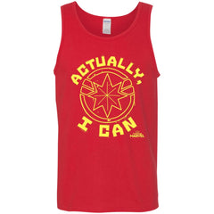 Captain Marvel Actually I Can Yellow Logo Men Cotton Tank Men Cotton Tank - parenttees