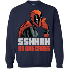 Marvel Deadpool Shhh No One Cares Whisper Crewneck Pullover Sweatshirt Crewneck Pullover Sweatshirt - parenttees