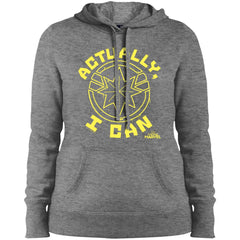 Captain Marvel Actually I Can Yellow Logo Women Hooded Sweatshirt Women Hooded Sweatshirt - parenttees