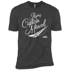 Captain Marvel Paging Distressed Cursive Men Short Sleeve T-Shirt Men Short Sleeve T-Shirt - parenttees