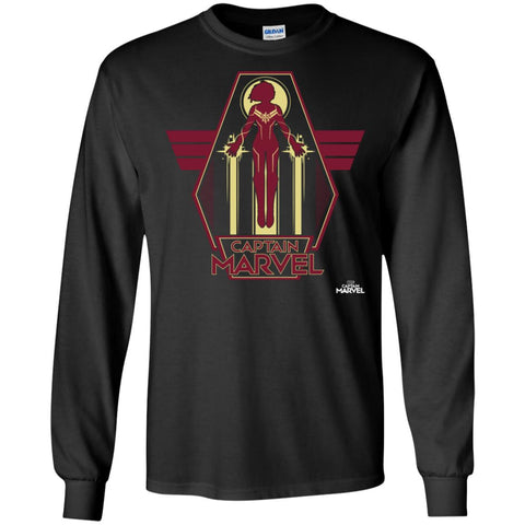 Captain Marvel Red Yellow Flight Powers Men Long Sleeve Shirt Black / S Men Long Sleeve Shirt - parenttees