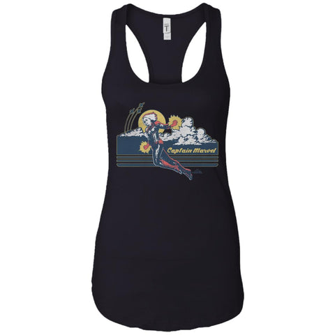 Marvel Captain Marvel Flight Clouds Vintage Women Tank Top Black / X-Small Women Tank Top - parenttees