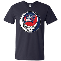 Columbus Blue Grateful Dead Steal Your Face Hockey Nhl Shirts Men V-Neck T-Shirt Men V-Neck T-Shirt - parenttees