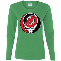 New Jersey Devils Grateful Dead Steal Your Face Hockey Nhl Shirts Women Long Sleeve Shirt Women Long Sleeve Shirt - parenttees