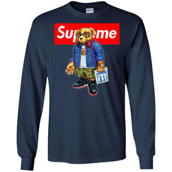 Supreme Bear Style Music T-shirt Men Long Sleeve Shirt