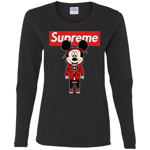 Supreme Mickey Style Fashion T-shirt Women Long Sleeve Shirt Black / S Women Long Sleeve Shirt - parenttees